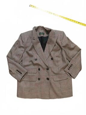 Vintage Embassy Row II 100% Wool Plaid Blazer 16W Double Breasted Oversized
